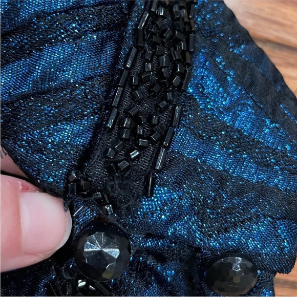 Ricki Lang for Nuit Blue Metallic and Velvet Mockneck Vintage VTG - Picture 13 of 15